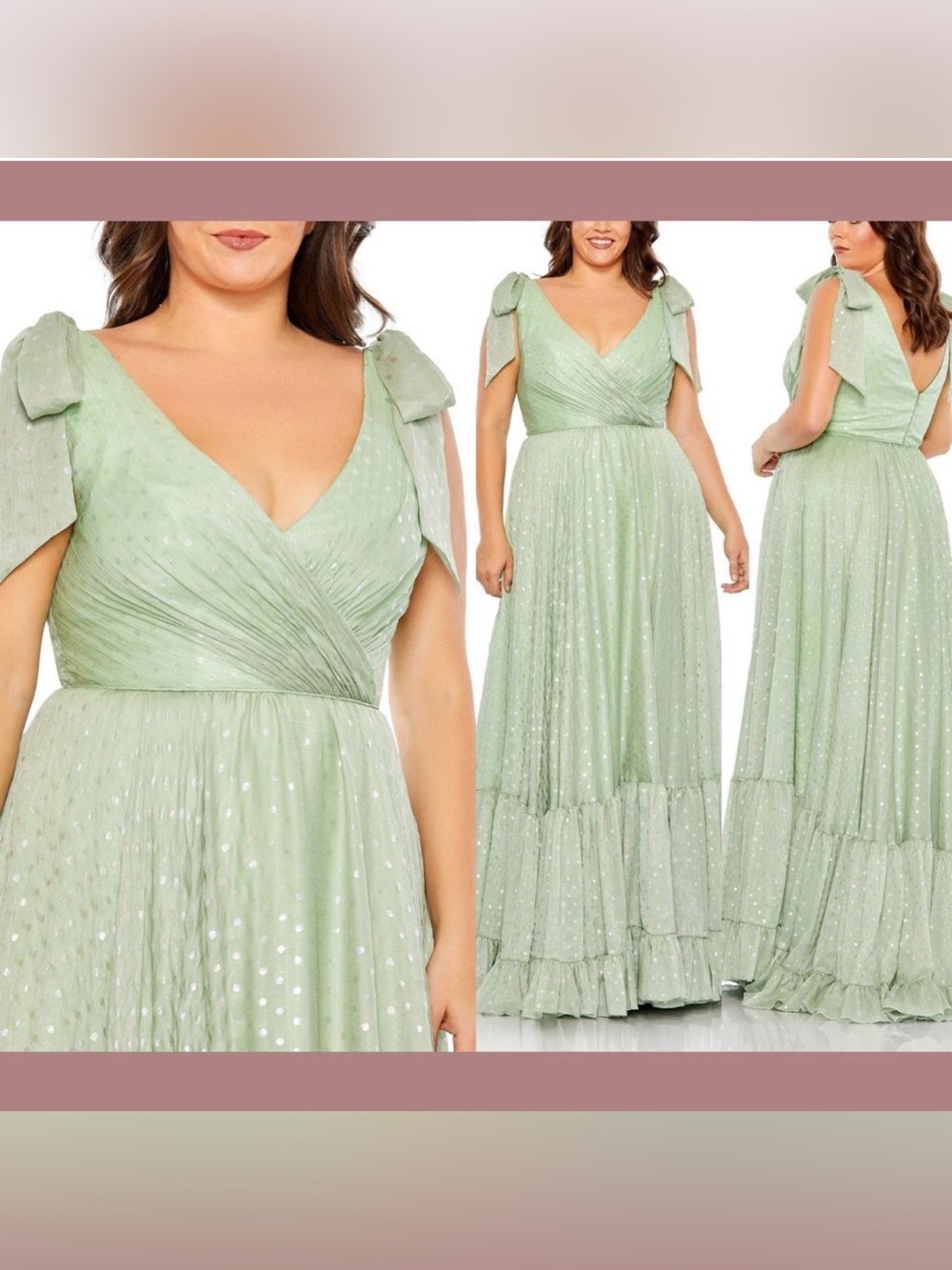 Mac Duggal Mint Green Polka Dot Maxi Dress
